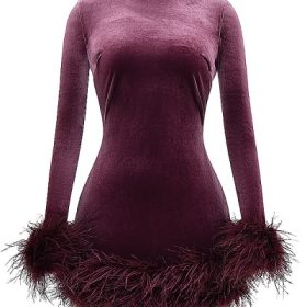 Lavinia Mulberry Velvet Mini Dress - Image 2
