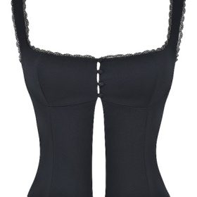 Noura Black Lace Trim Top - Image 2