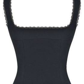 Noura Black Lace Trim Top - Image 4