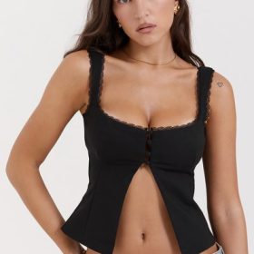 Noura Black Lace Trim Top - Image 5