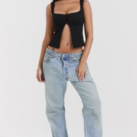 Noura Black Lace Trim Top - Image 8