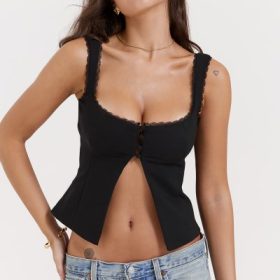 Noura Black Lace Trim Top - Image 10