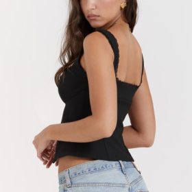 Noura Black Lace Trim Top - Image 13