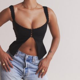 Noura Black Lace Trim Top - Image 14