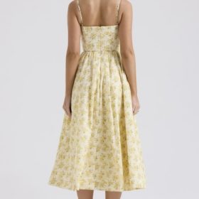Lolita Buttercup Vintage Floral Print Cotton Corset Sundress