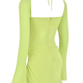 Baby Lime Chiffon Halter Mini Dress - Image 3