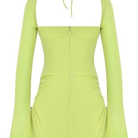 Baby Lime Chiffon Halter Mini Dress - Image 4