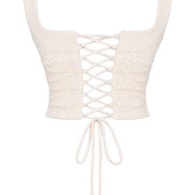 Una Vintage Cream Lace Corset - Image 4