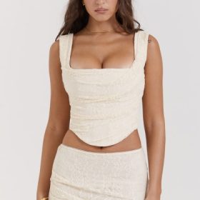 Una Vintage Cream Lace Corset - Image 5