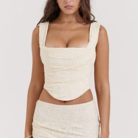 Una Vintage Cream Lace Corset - Image 8