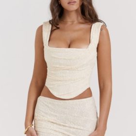 Una Vintage Cream Lace Corset - Image 10