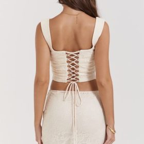 Una Vintage Cream Lace Corset - Image 12