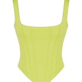 Rafa Lime Satin Longline Corset - Image 2