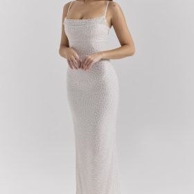 Calla Silver Pearl Embellished Maxi Dress - Image 5