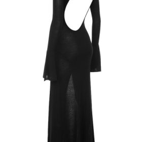 Sancha Black Knit Maxi Dress - Image 3