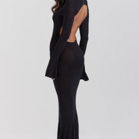 Sancha Black Knit Maxi Dress - Image 5