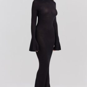 Sancha Black Knit Maxi Dress - Image 9