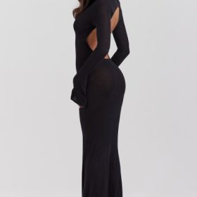 Sancha Black Knit Maxi Dress - Image 10