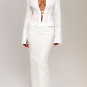 Eden White Cotton Twill Maxi Skirt - Image 6
