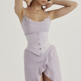 Vienne Grey Satin Underbust Corset - Image 11