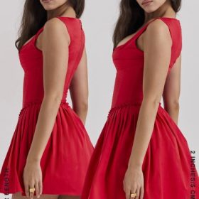 Cupid Scarlet Pleated Mini Dress