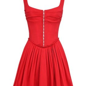 Cupid Scarlet Pleated Mini Dress - Image 2