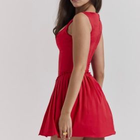Cupid Scarlet Pleated Mini Dress - Image 11