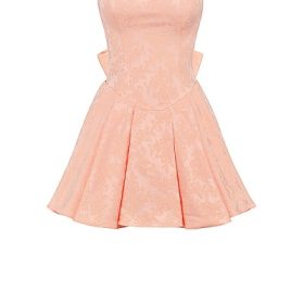 Rosalinda Peach Jacquard Mini Bow Gown - Image 2