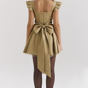 Saasha Gold Jacquard Mini Dress - Image 10