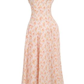 Rosalee Peach Poppy Print Cotton Bustier Sundress - Image 3
