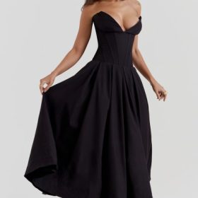 Lady Black Strapless Midi Dress - Image 7
