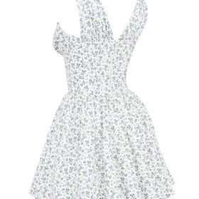 Fabrizia White Bluebell Print Corset Mini Dress