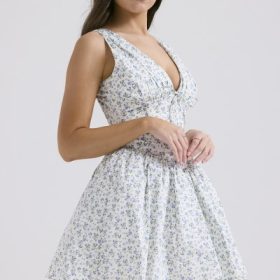 Fabrizia White Bluebell Print Corset Mini Dress - Image 9