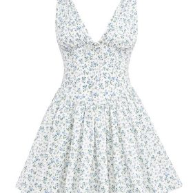 Fabrizia White Bluebell Print Corset Mini Dress - Image 18