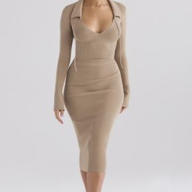 Heather Camel Knit Midi Skirt - Image 5