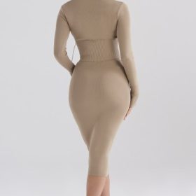 Heather Camel Knit Midi Skirt - Image 12