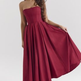 Pandora Berry Strapless Detachable Bow Midi Dress - Image 8