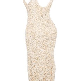 Carena Creme Plunge Floral Appliqu?? Maxi Dress - Image 3