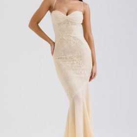 Felicia Vanilla Chiffon & Lace Gown - Image 5