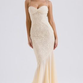Felicia Vanilla Chiffon & Lace Gown - Image 8
