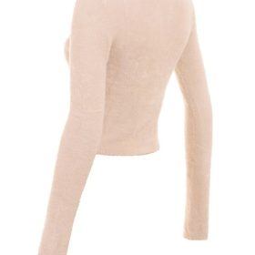Gene Beige Soft Fluffy Knit Cardigan - Image 3