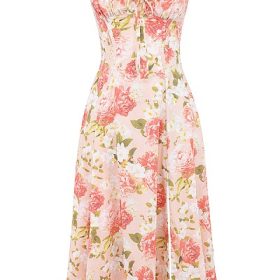 Carmen Pink Peony Print Cotton Bustier Sundress - Image 2
