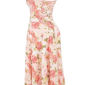 Carmen Pink Peony Print Cotton Bustier Sundress - Image 3