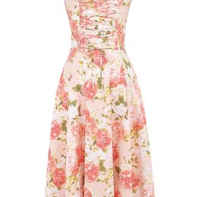Carmen Pink Peony Print Cotton Bustier Sundress - Image 4