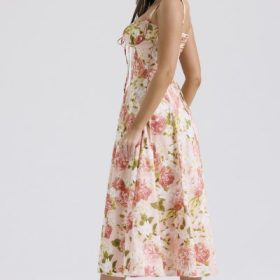 Carmen Pink Peony Print Cotton Bustier Sundress - Image 10