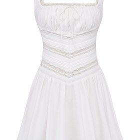 Tiffani White Lace Trim Mini Dress - Image 2