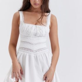 Tiffani White Lace Trim Mini Dress - Image 10