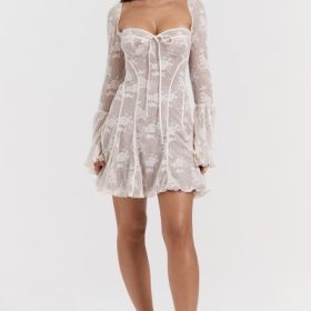 Analissa Vintage Cream Lace Corset Dress - Image 9