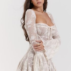 Analissa Vintage Cream Lace Corset Dress - Image 13