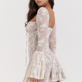 Analissa Vintage Cream Lace Corset Dress - Image 14